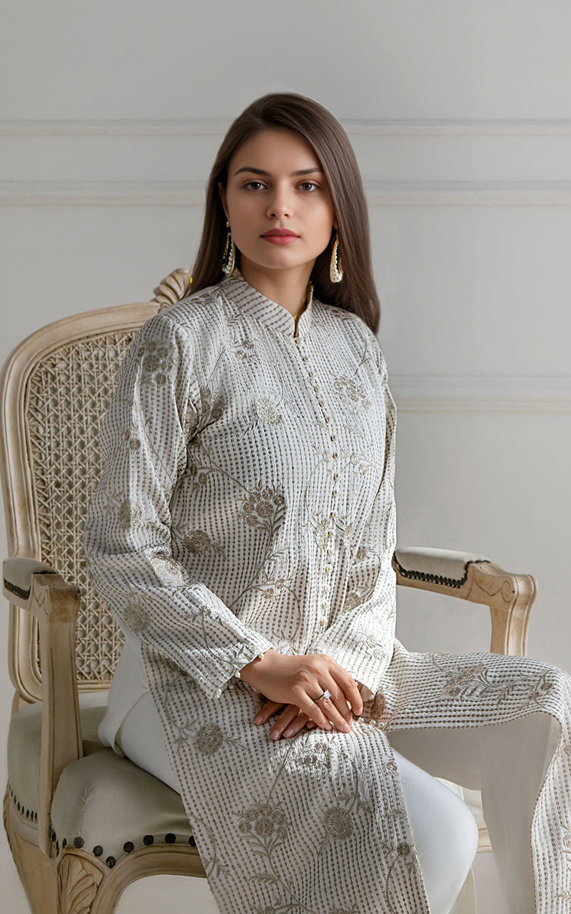 Threads and Motifs | Formal Dresses 25 | Embroidered Chiffon Dress - Official Threads and Motifs stockist in UK - Sakeena London