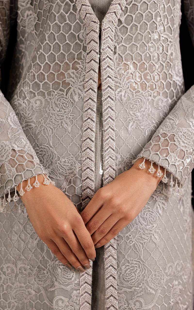 Threads and Motifs | Formal Dresses 25 | Organza Embroidered Jacket - Official Threads and Motifs stockist in UK - Sakeena London