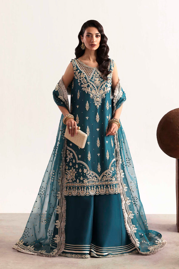 Akbar Aslam | Luxury Formals 25 | Teal - Official Akbar Aslam stockist in UK - Sakeena London