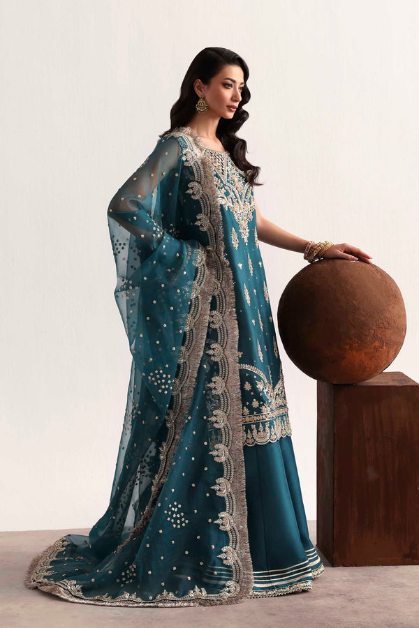 Akbar Aslam | Luxury Formals 25 | Teal - Official Akbar Aslam stockist in UK - Sakeena London