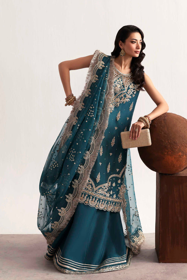 Akbar Aslam | Luxury Formals 25 | Teal - Official Akbar Aslam stockist in UK - Sakeena London