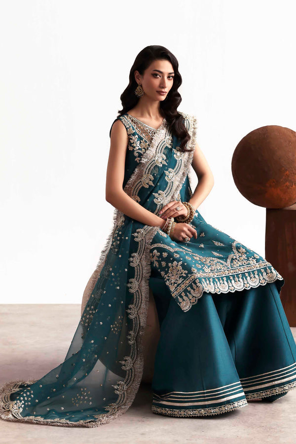 Akbar Aslam | Luxury Formals 25 | Teal - Official Akbar Aslam stockist in UK - Sakeena London