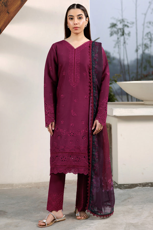 Farasha | Summer Weaves Embroidered Lawn | Garnet Passion - Official Farasha stockist in UK - Sakeena London
