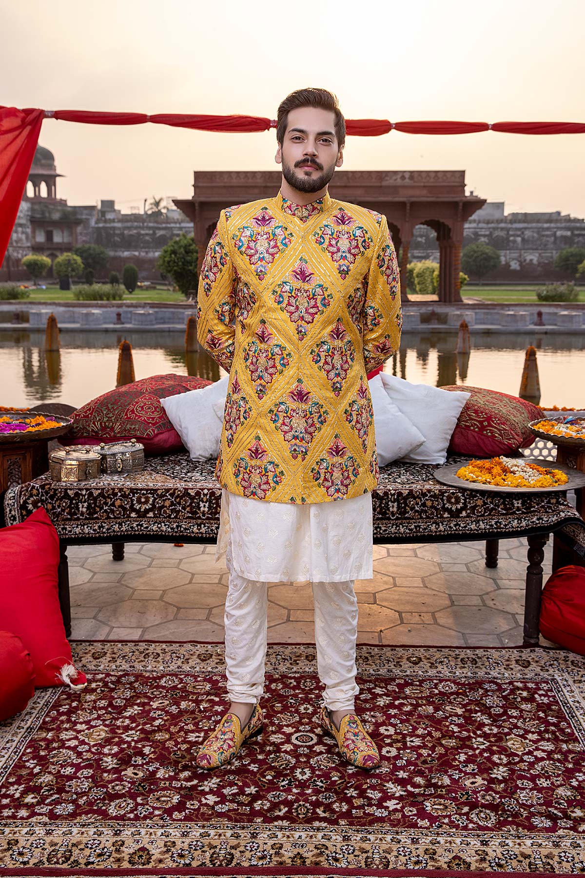 Pakistani Menswear | Mina Kashif | Sherwani D-16 - Official Sakeena London stockist in UK - Sakeena London
