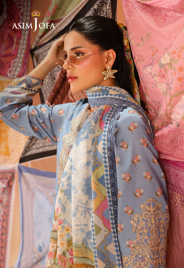 Asim Jofa | Summer Rhapsody | AJUBU-11 Printed Embroidered Lawn - Official Asim Jofa stockist in UK - Sakeena London