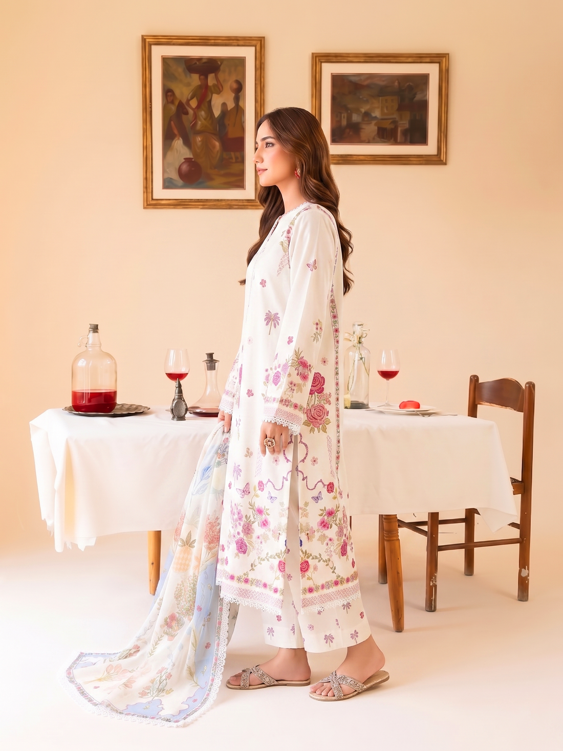 Faiza Faisal | FNF Printed Lawn | IVORY GRACE