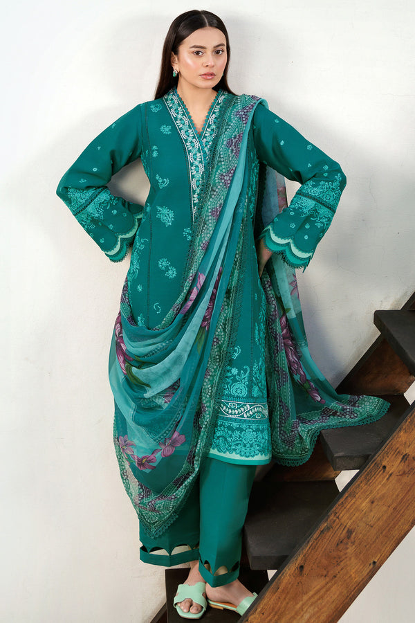 Farasha | Summer Weaves Embroidered Lawn | Dewy Teal - Official Farasha stockist in UK - Sakeena London