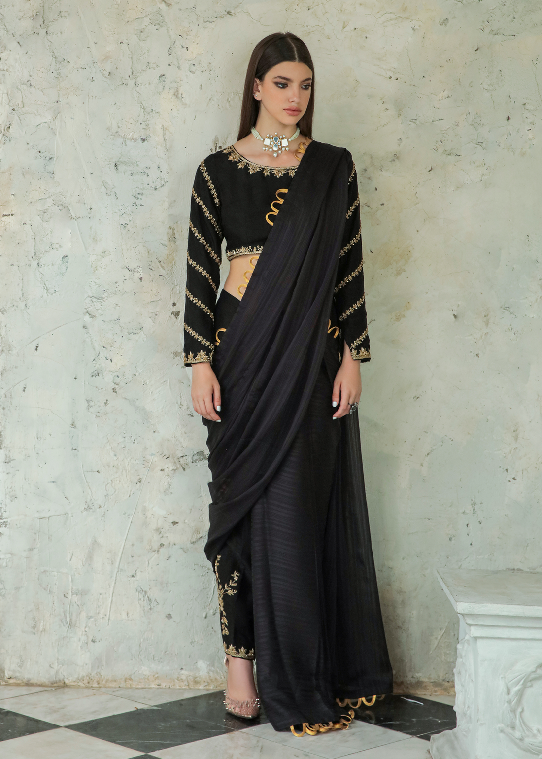 Purple Haze Pret Studio | Apsara Formals | Black Saree Pants - Official Purple Haze stockist in UK - Sakeena London
