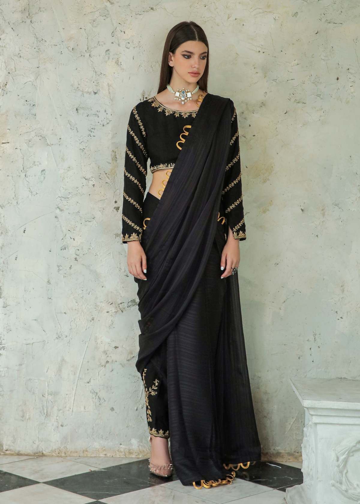 Purple Haze Pret Studio | Apsara Formals | Black Saree Pants - Official Purple Haze stockist in UK - Sakeena London