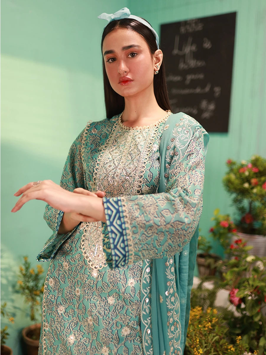 Salitex | Izel Lawn 24 | SKY BLOOM - LUXURY LAWN EMBROIDERED SUIT - Official Salitex stockist in UK - Sakeena London
