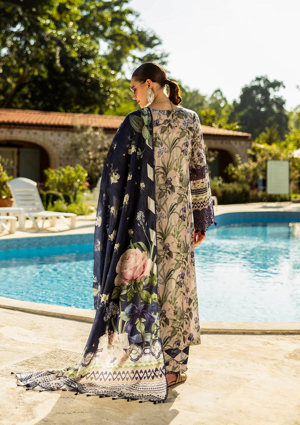 Elaf Premium | Print Chikankari 25 | ELK-08B AZZURRO - Official Elaf Premium stockist in UK - Sakeena London