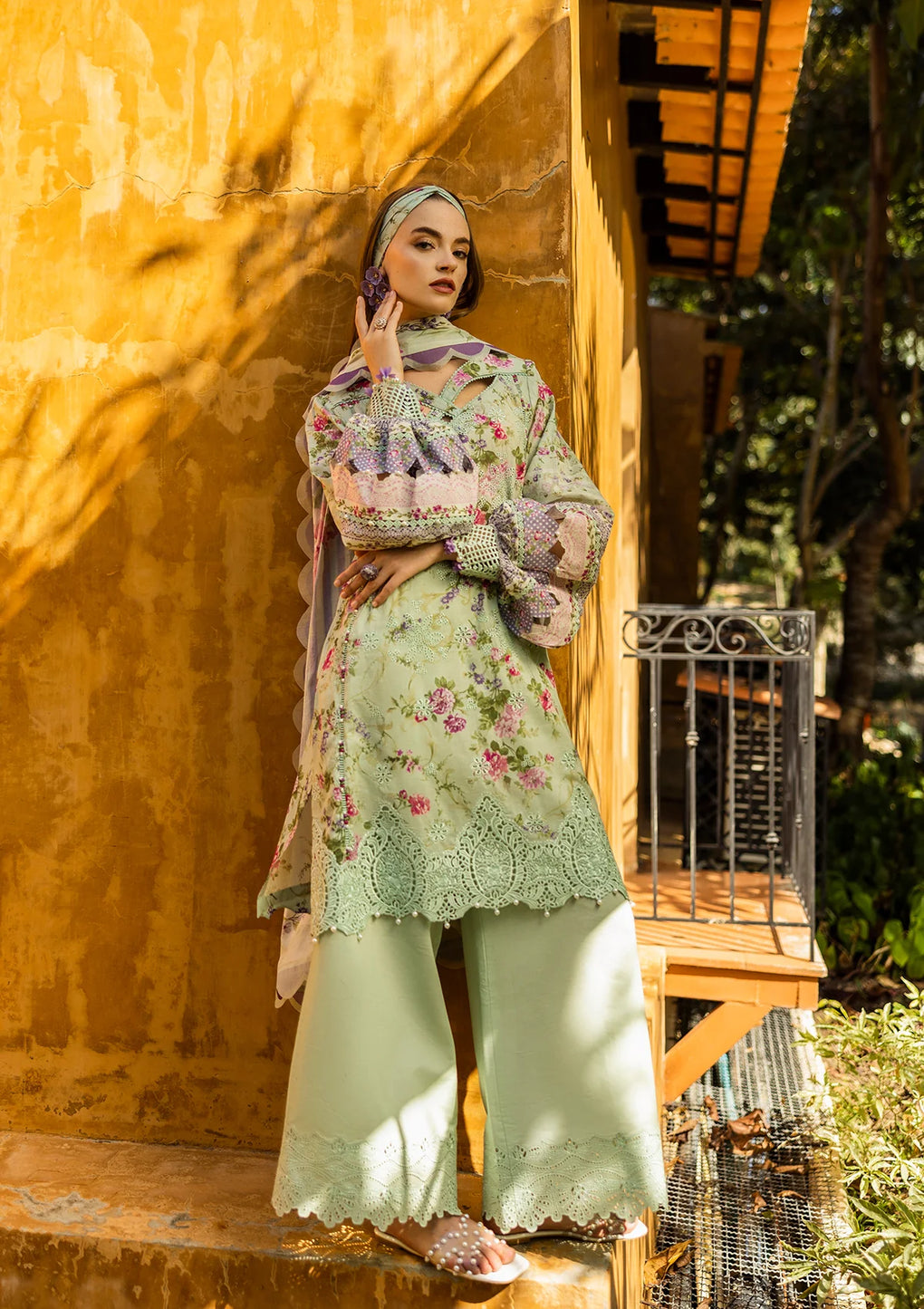 Elaf Premium | Print Chikankari 25 | ELK-03A FLOREALE - Official Elaf Premium stockist in UK - Sakeena London