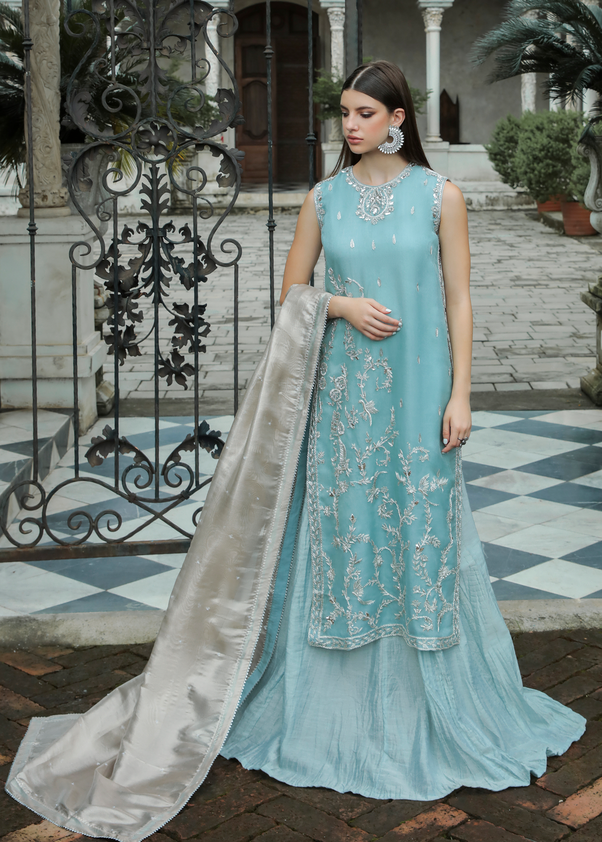 Purple Haze Pret Studio | Apsara Formals | Ice Blue Organza Outfit - Official Purple Haze stockist in UK - Sakeena London
