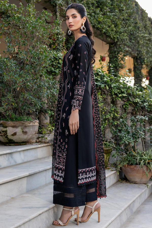 Farasha | Summer Weaves Embroidered Lawn | Black Rose - Official Farasha stockist in UK - Sakeena London