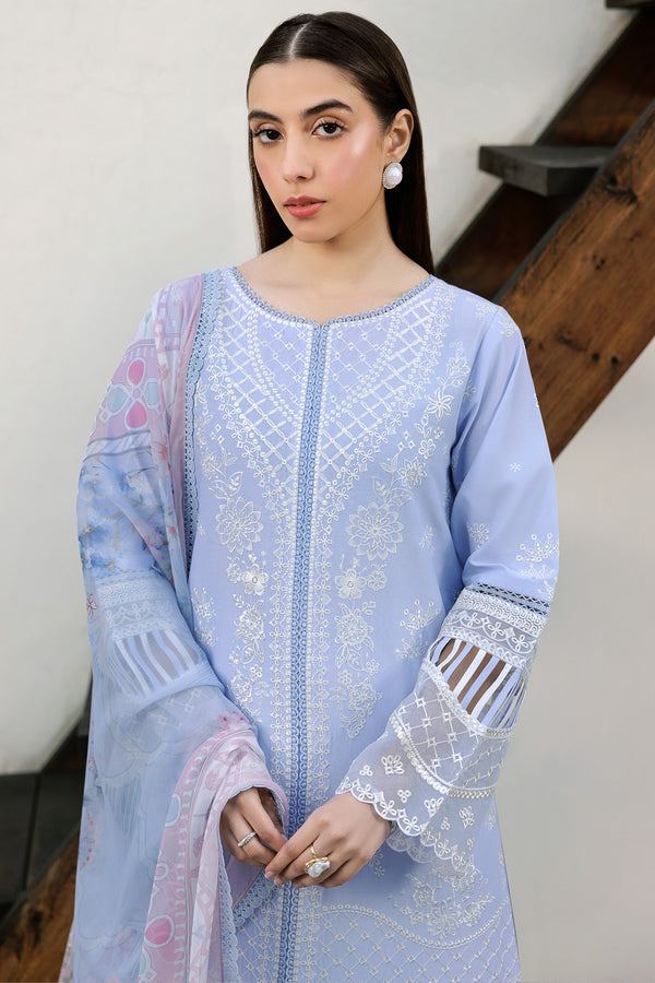 Farasha | Summer Weaves Embroidered Lawn | Serene Blue - Official Farasha stockist in UK - Sakeena London
