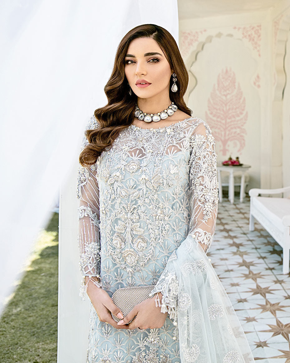 Gulaal | Wedding Formals | Avenir Embroidered Net 3-Piece Suit WS-01 - Official Gulaal stockist in UK - Sakeena London