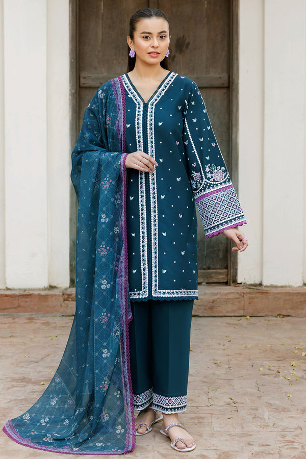 Farasha | Summer Weaves Embroidered Lawn | Blue Allure - Official Farasha stockist in UK - Sakeena London