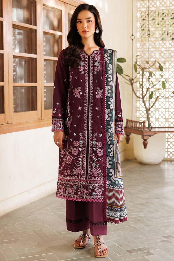 Farasha | Summer Weaves Embroidered Lawn | Burgandy Rush - Official Farasha stockist in UK - Sakeena London