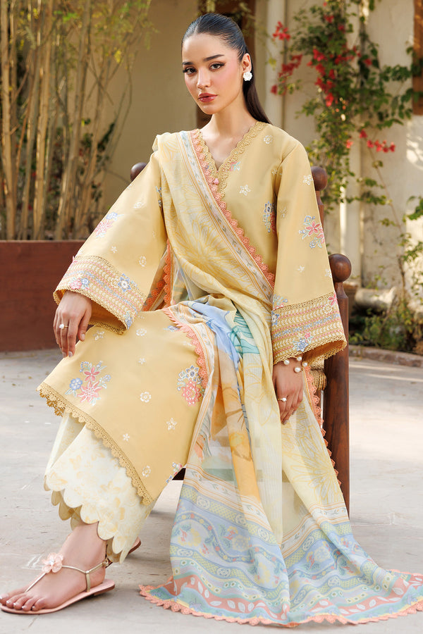 Farasha | Summer Weaves Embroidered Lawn | Sunlit Mellow - Official Farasha stockist in UK - Sakeena London