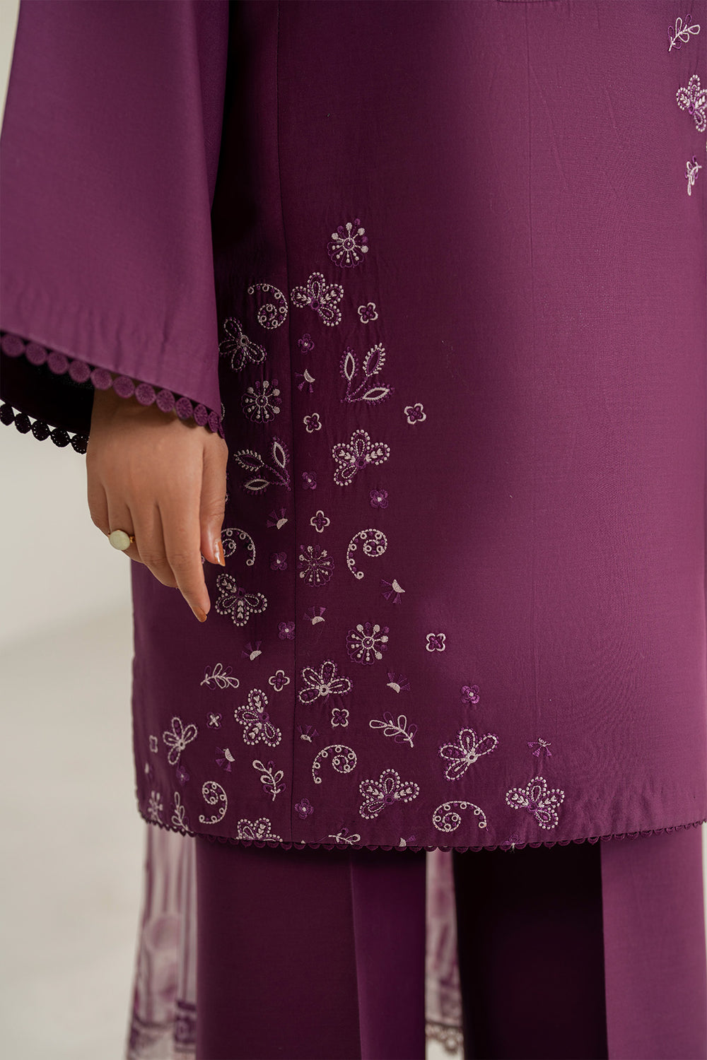 Farasha | Thread Lines Embroidered | Mauve Eclips - Official Farasha stockist in UK - Sakeena London
