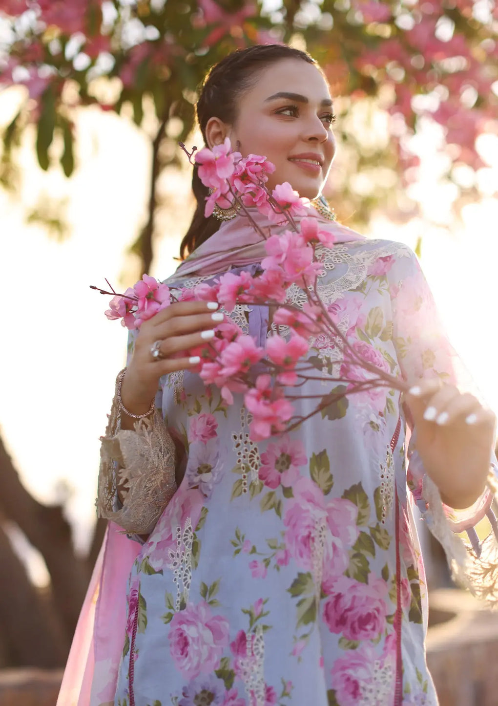 Elaf Premium | Prints Chikankari 24 | 04A OCEAN BLOSSOMS - Official Elaf Premium stockist in UK - Sakeena London
