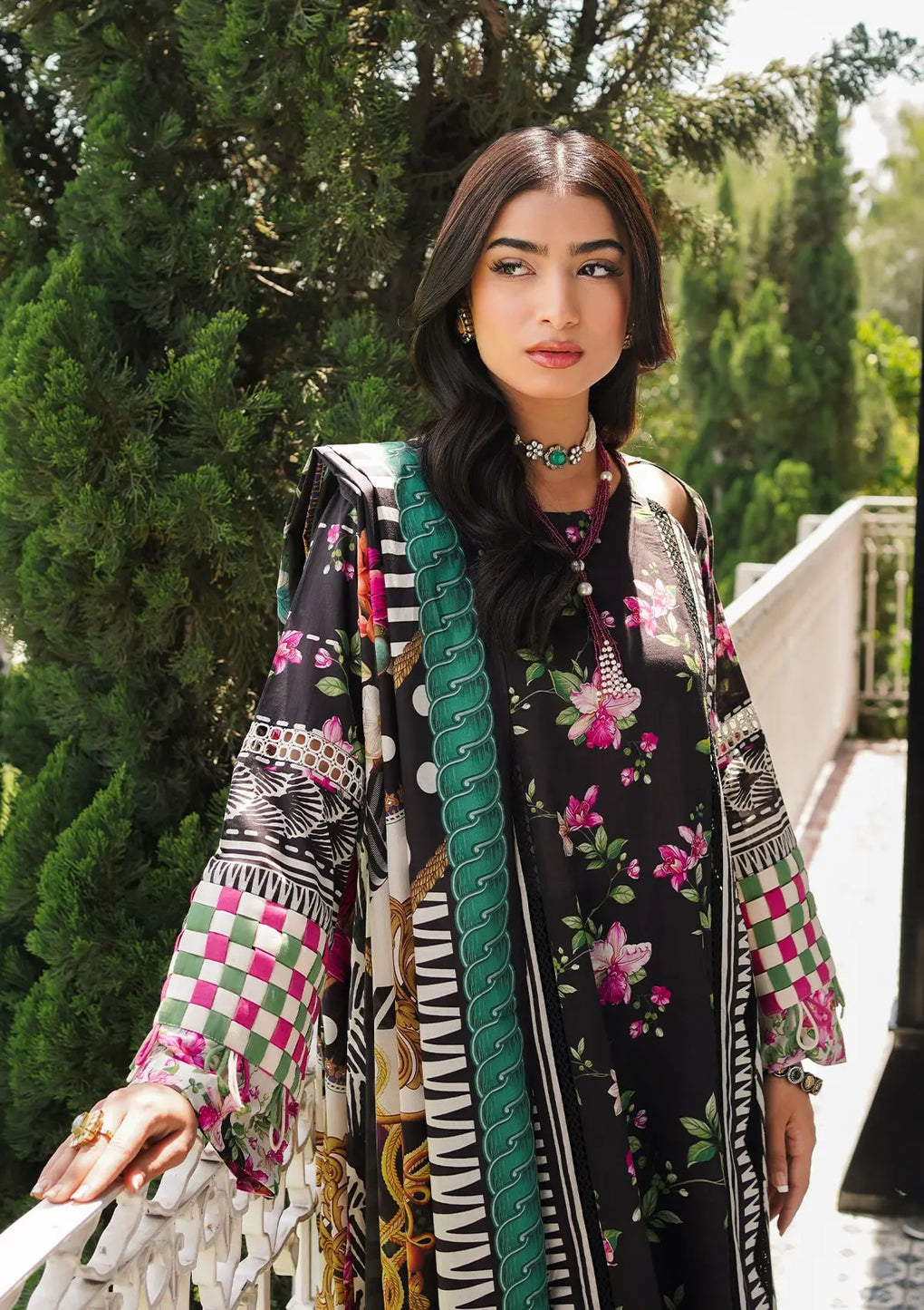 Elaf Premium | Printed Collection 24 | EEP-02A - Dark Floral - Official Elaf Premium stockist in UK - Sakeena London