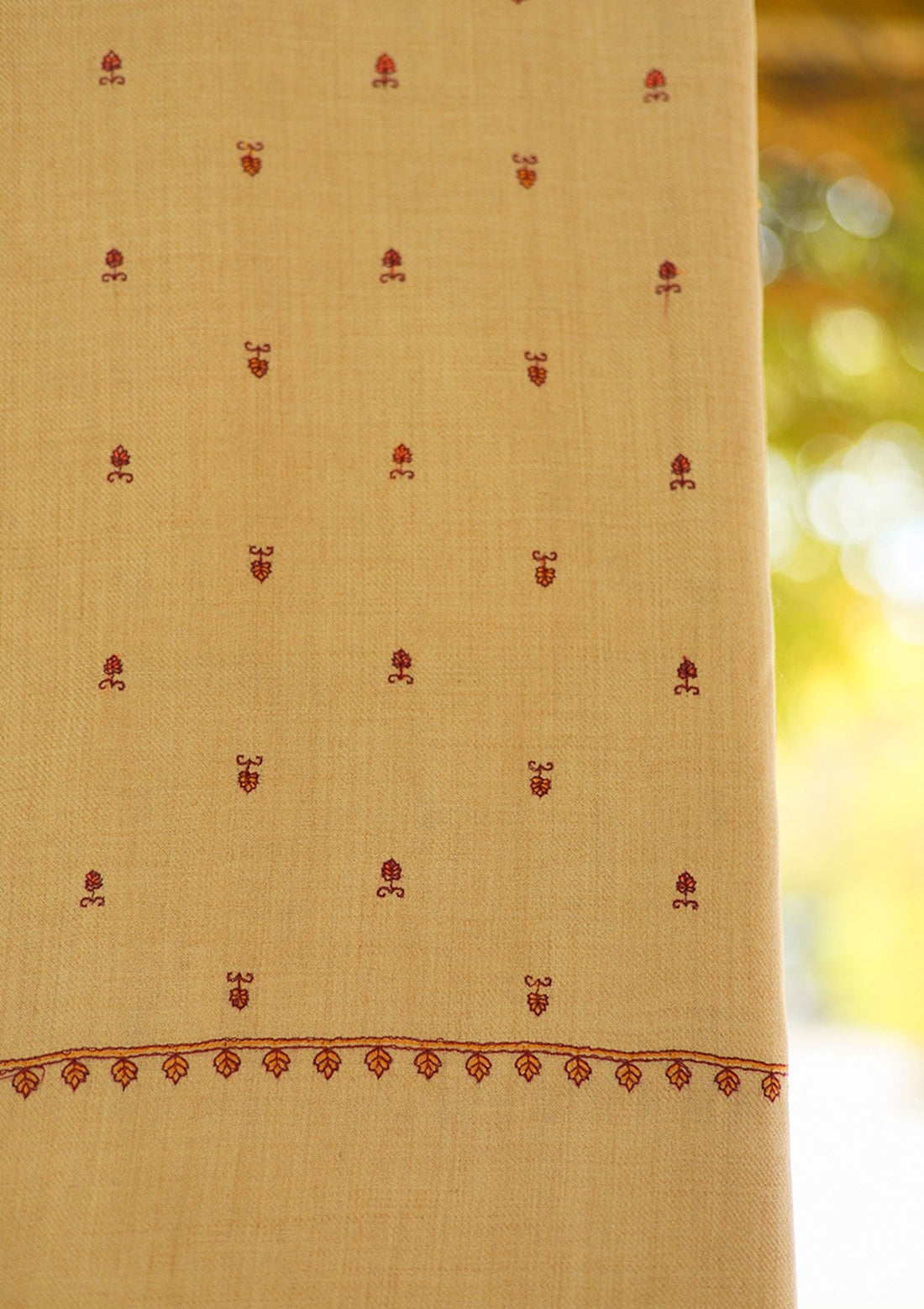 Wool Embroidered Shawl D - 25 - G Brown