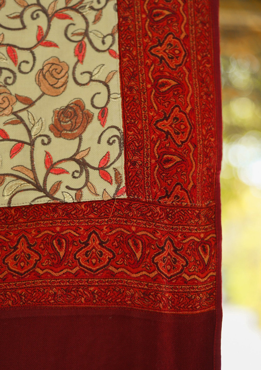 Wool Embroidered Shawl D - 17 - Skin