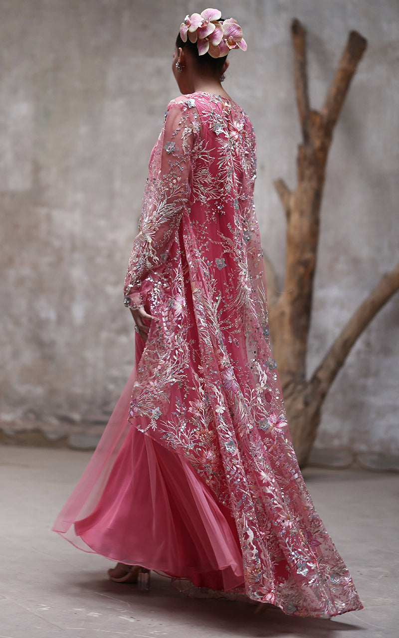 Threads and Motifs | Formal Dresses 25 | NET EMBROIDERED JAKCET WITH MAXI - Official Threads and Motifs stockist in UK - Sakeena London