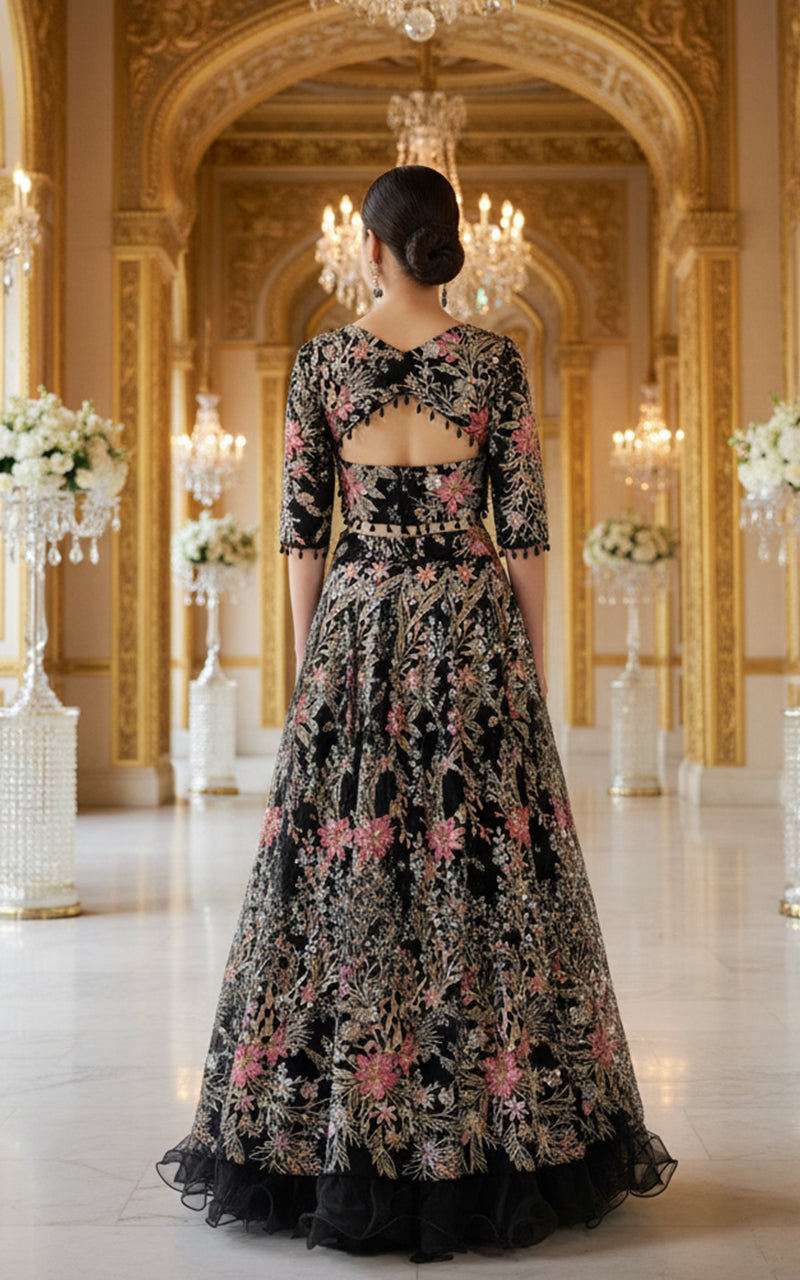 Threads and Motifs | Formal Dresses 25 | Embroidered Blouse With Lehenga - Official Threads and Motifs stockist in UK - Sakeena London