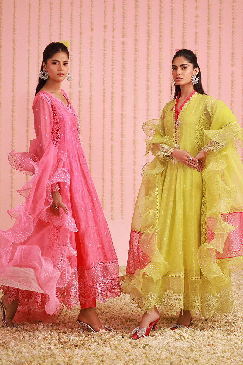 Chic Ophicial | Ruffles Collection | Candy pink Angrakha - Official Chic Ophicial stockist in UK - Sakeena London