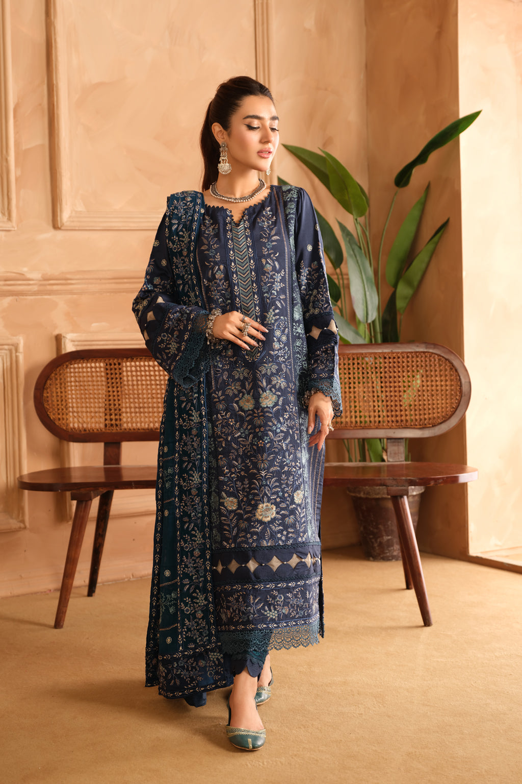 Johra | Shah Jahan Embroidered Viscose | JH-268-SJ - Official Johra stockist in UK - Sakeena London