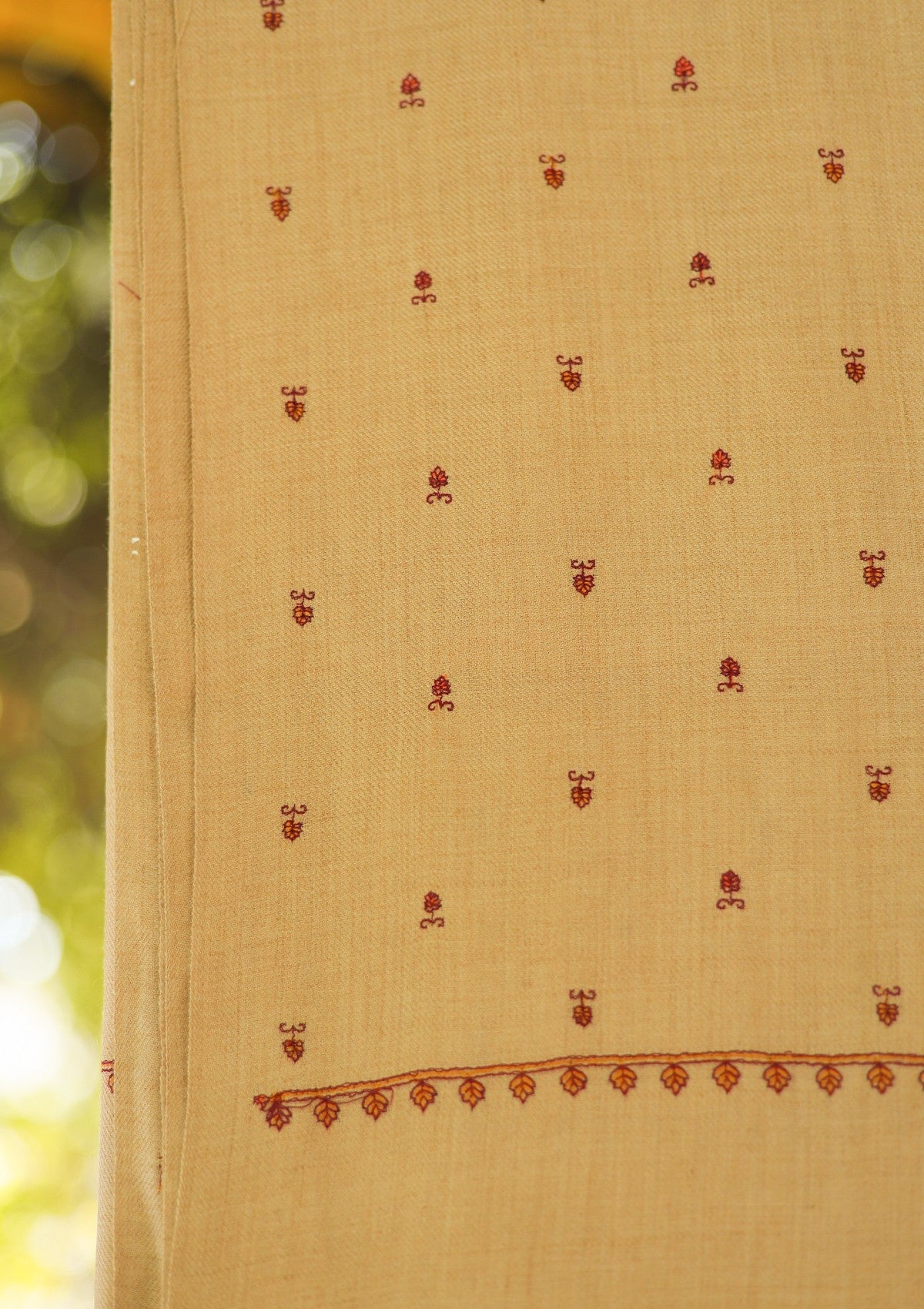 Wool Embroidered Shawl D - 25 - G Brown