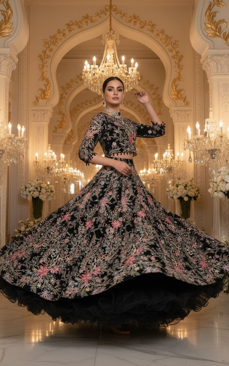 Threads and Motifs | Formal Dresses 25 | Embroidered Blouse With Lehenga - Official Threads and Motifs stockist in UK - Sakeena London