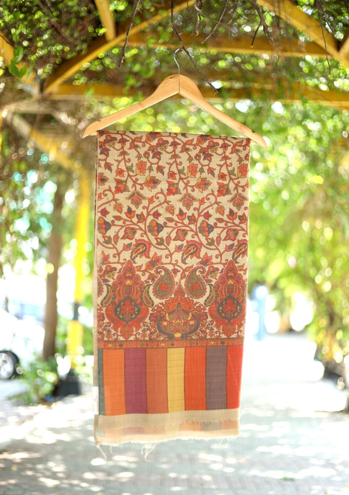 Digital Printed Wool Shawl D - 18 - Brown