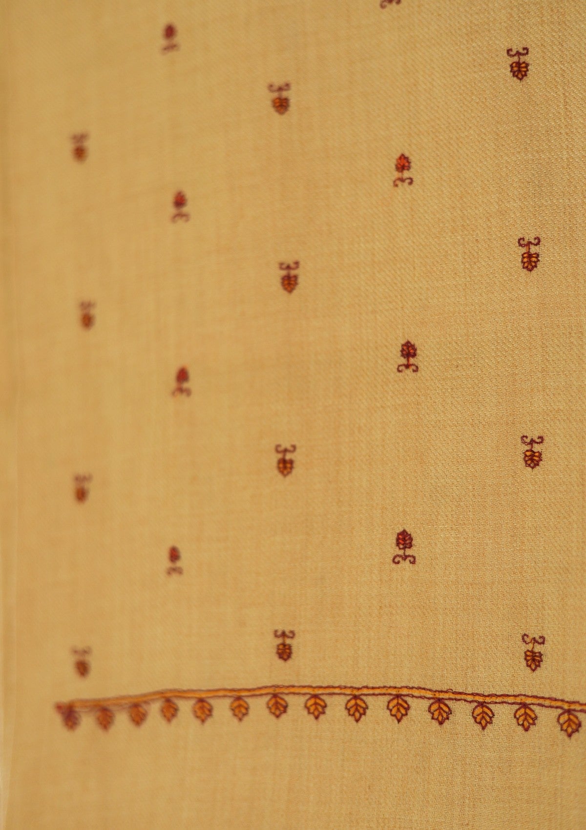 Wool Embroidered Shawl D - 25 - G Brown