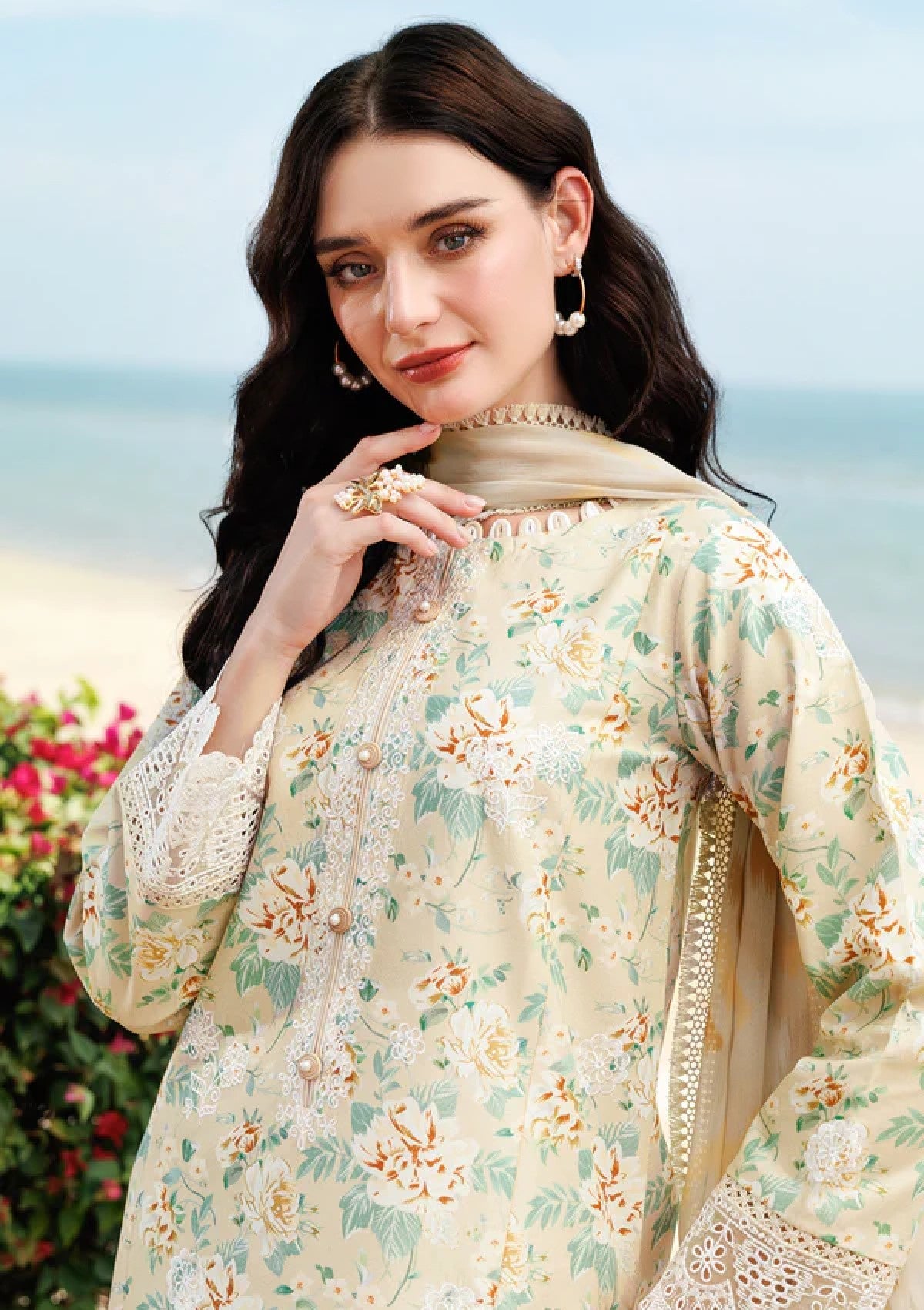 Lawn - Farasha - Aurea - Eid Summer 25 - Lush Cream
