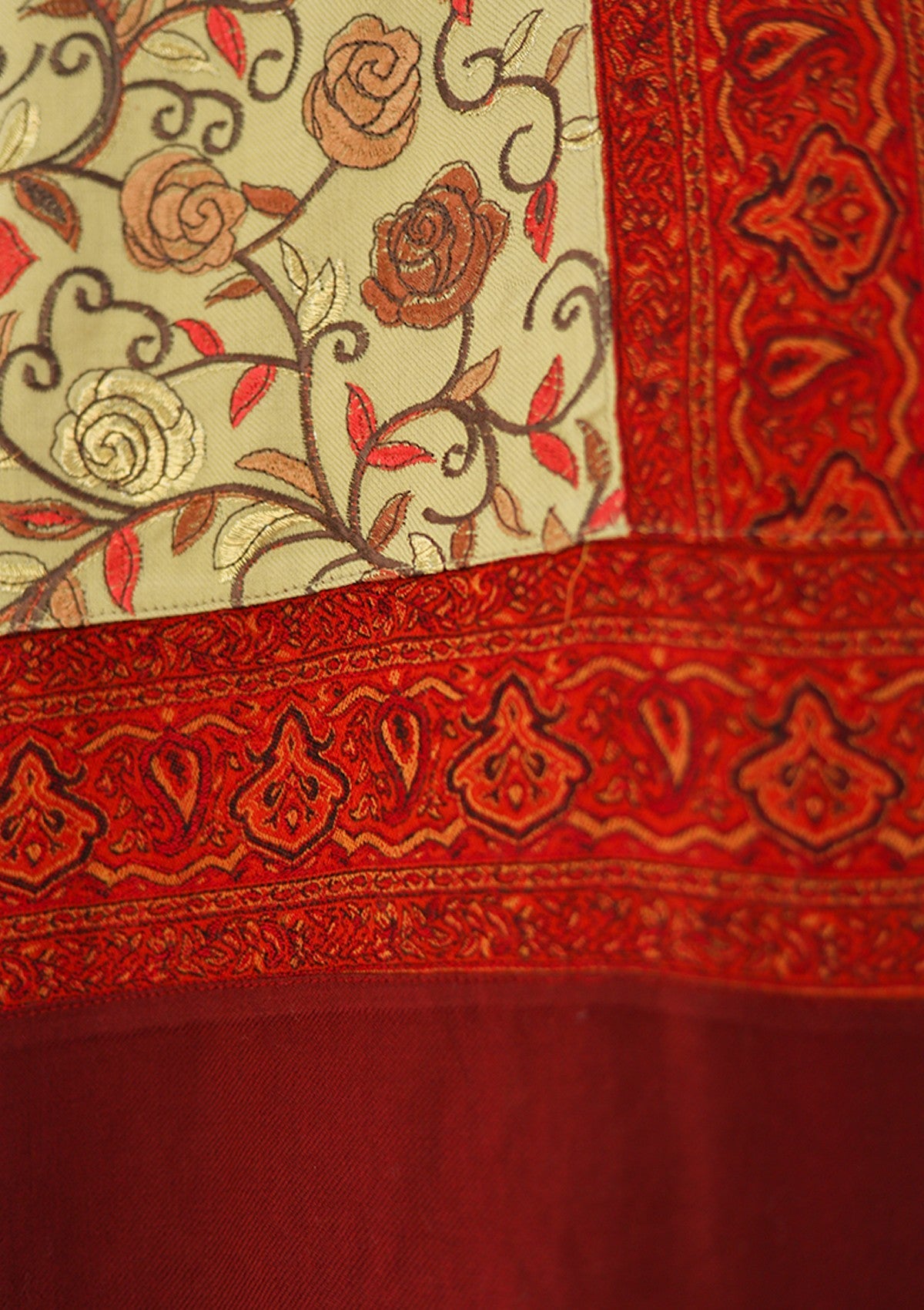 Wool Embroidered Shawl D - 17 - Skin