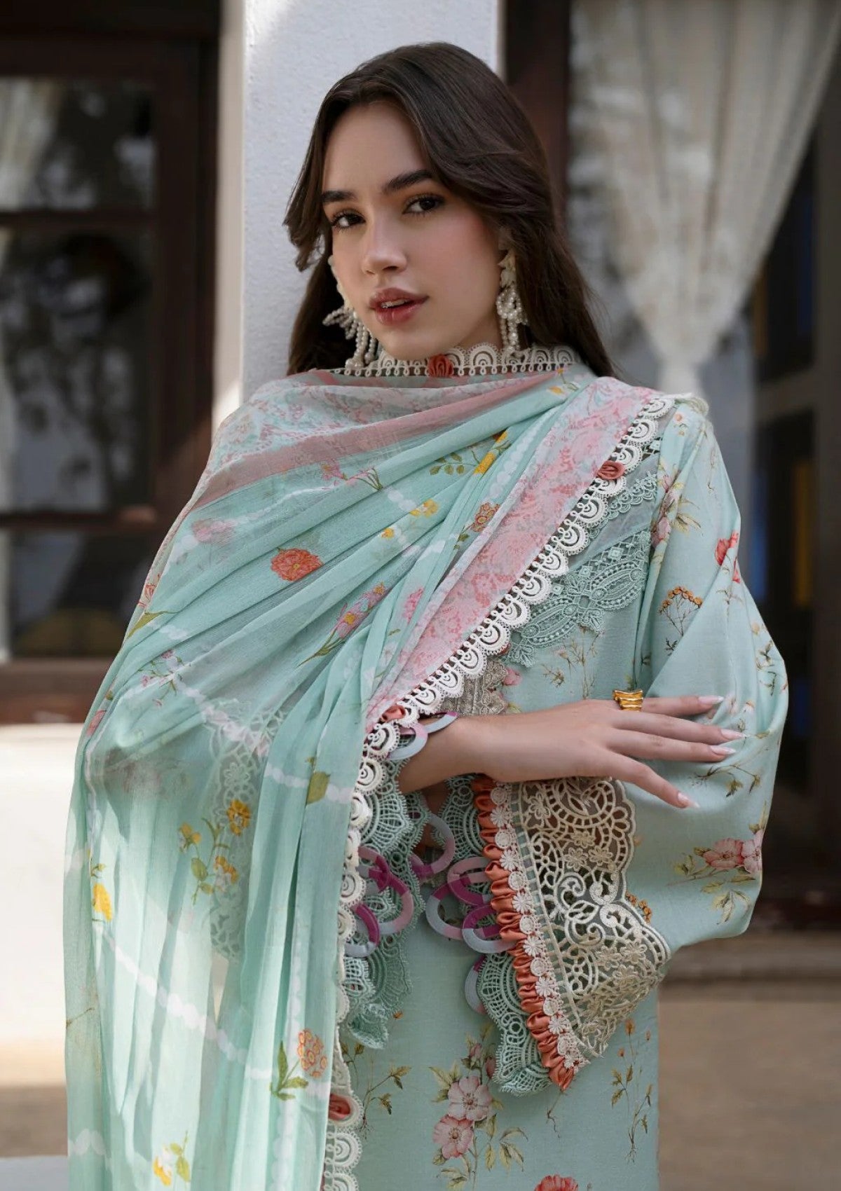 Lawn - Alif - AJR Printkari 25 - PK#07 - Aqua