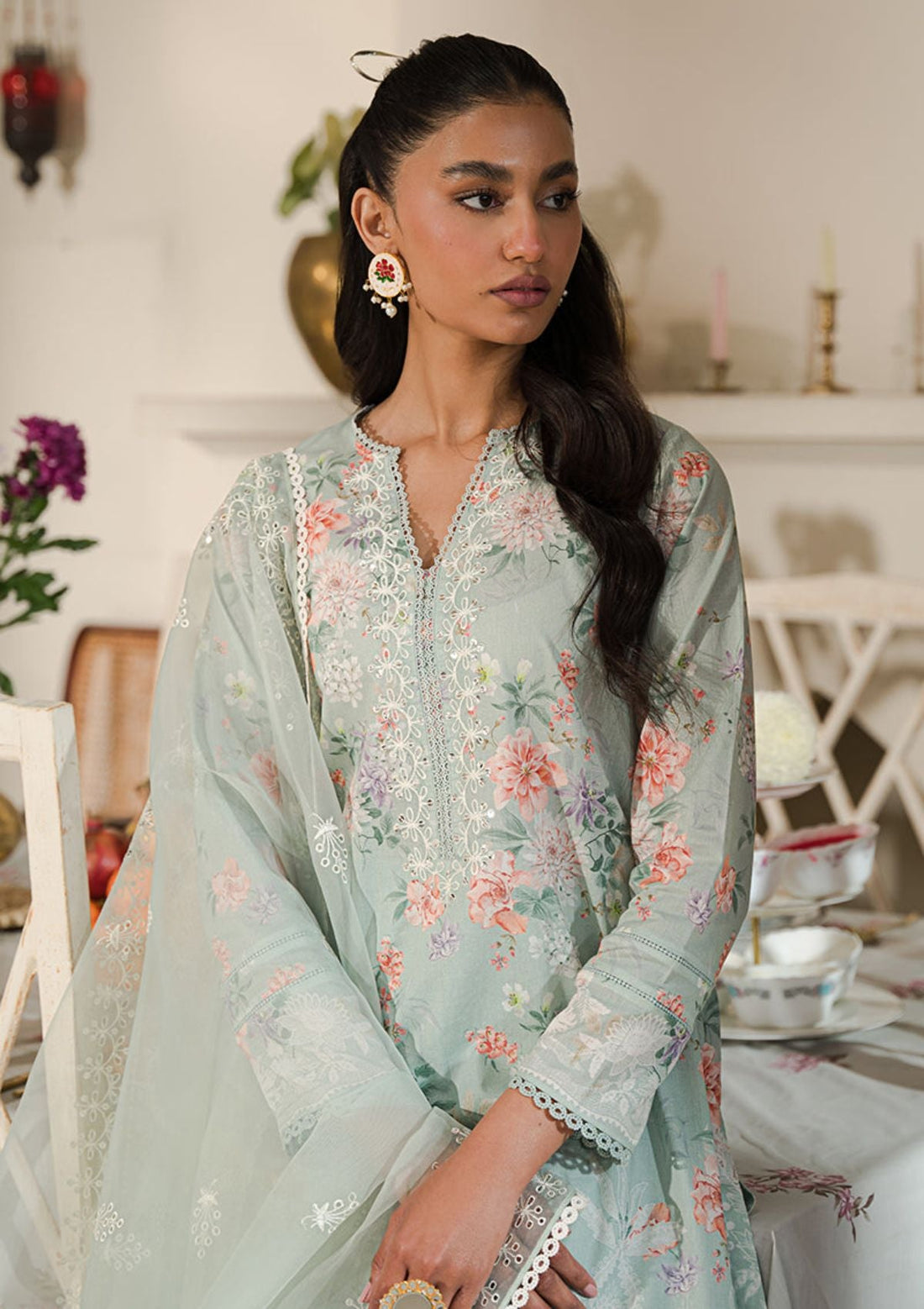 Lawn Collection - Cross Stitch - EidÃÂÃÂ LawnÃÂÃÂ - CEL24#21 - PEARL FLORAL