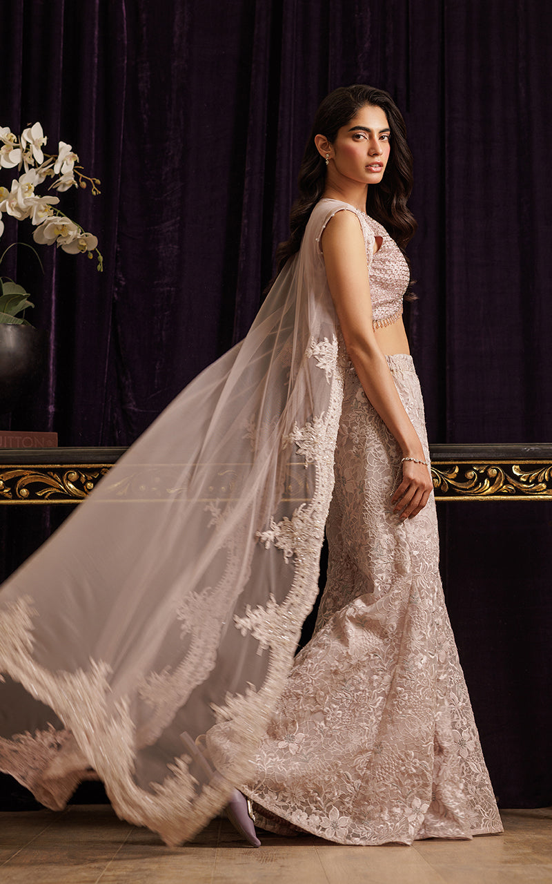 Threads and Motifs | Formal Dresses 25 | Net Embroidered Jacket with Embroidered Tube & Trouser - Official Threads and Motifs stockist in UK - Sakeena London