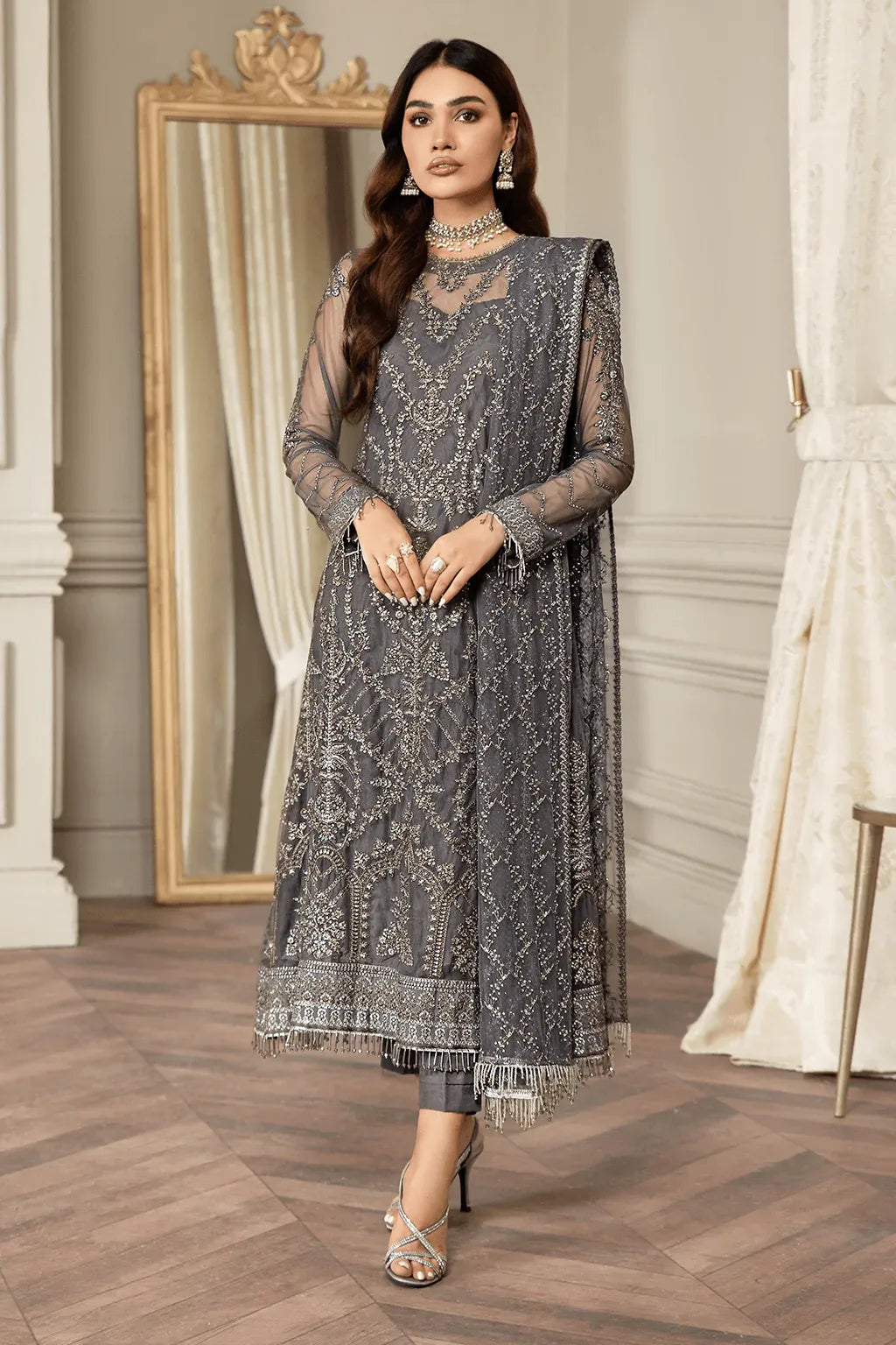 Zarif | Mehroz Formals | Storm Grey - Official Zarif stockist in UK - Sakeena London