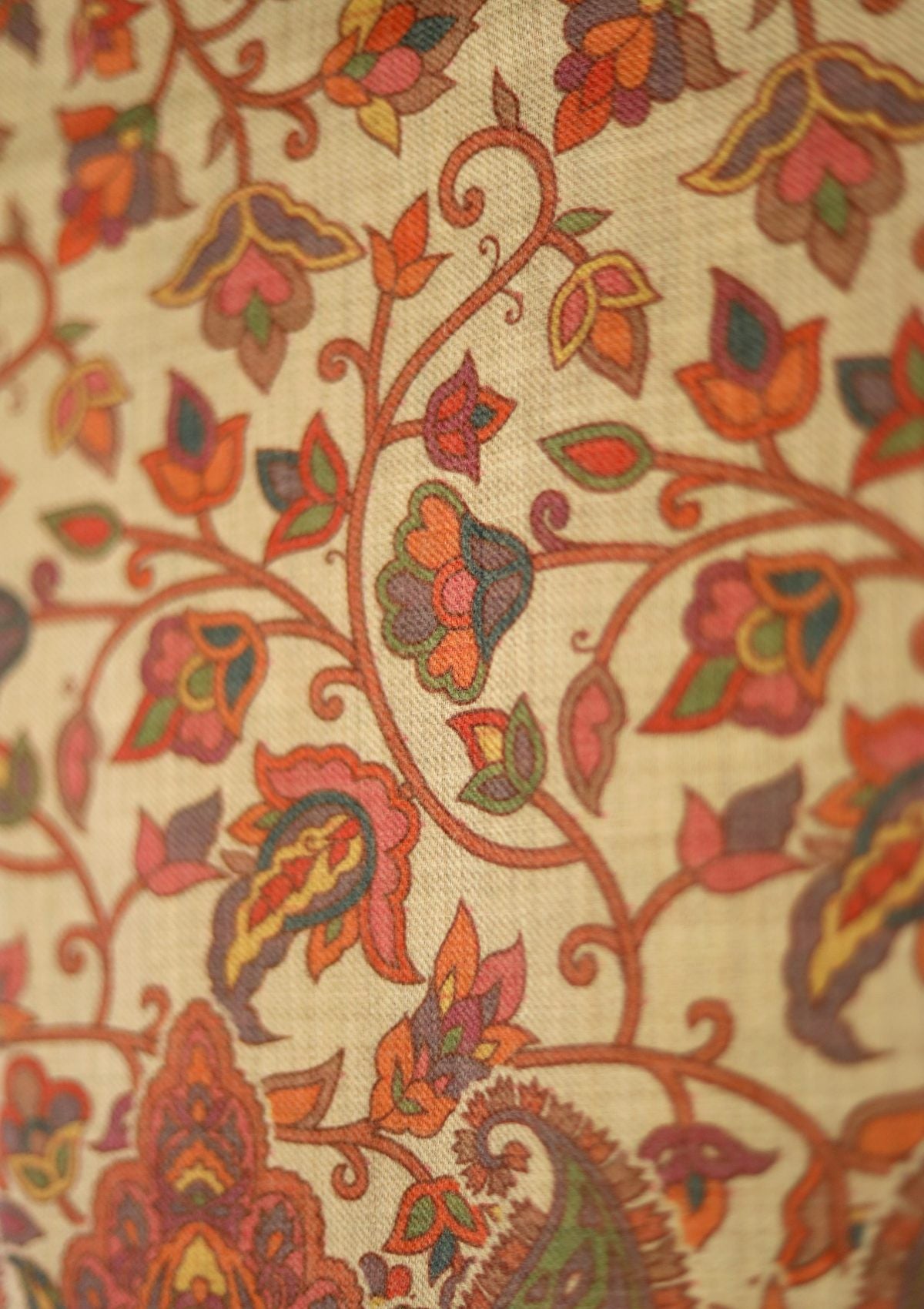 Digital Printed Wool Shawl D - 18 - Brown