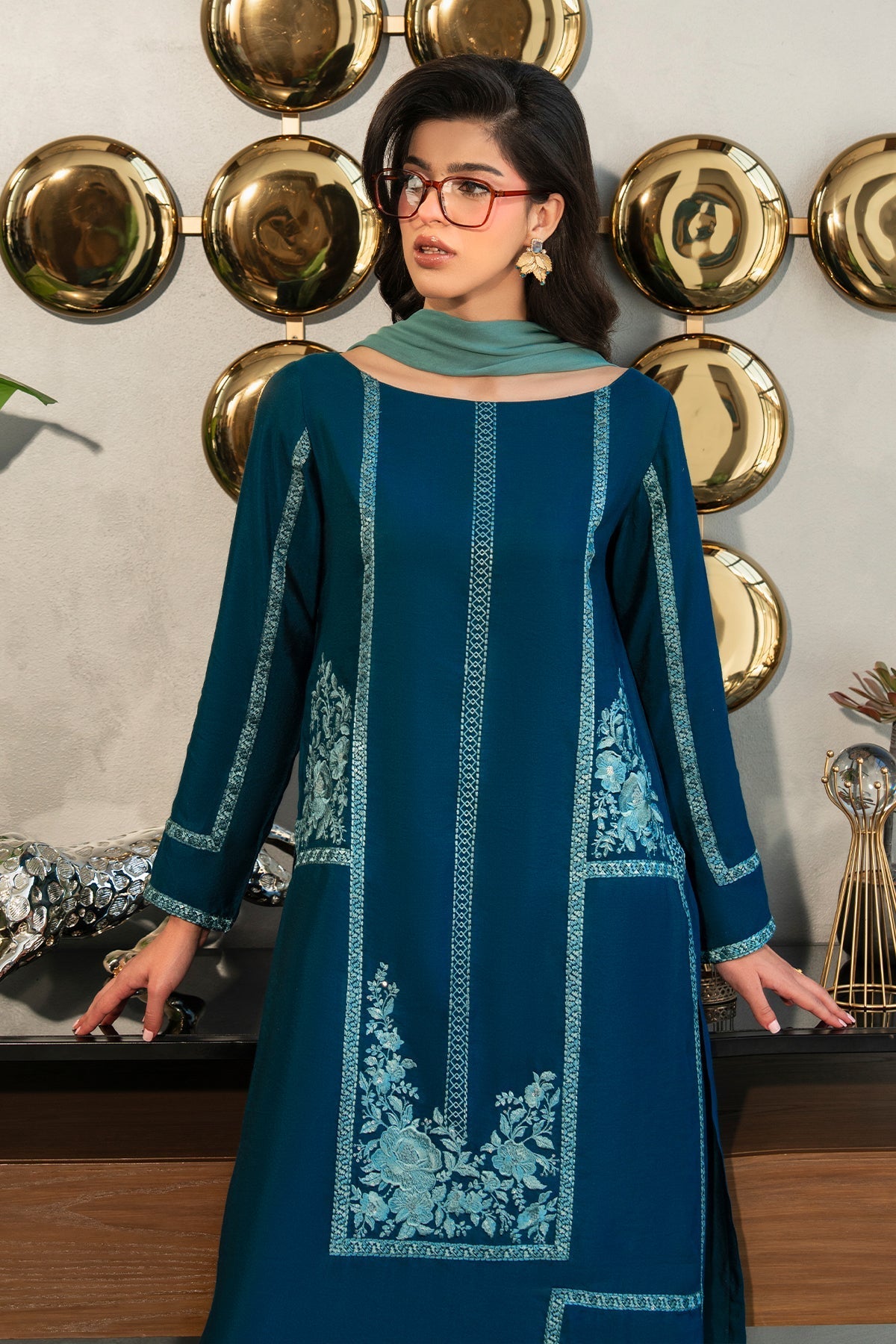 Erum Khan | Eid Edit 25 | Midnight Teal - Official Erum Khan stockist in UK - Sakeena London