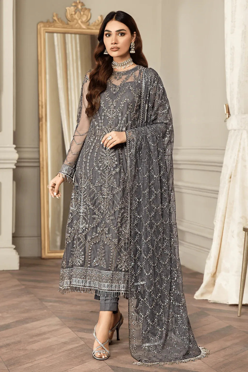 Zarif | Mehroz Formals | Storm Grey - Official Zarif stockist in UK - Sakeena London