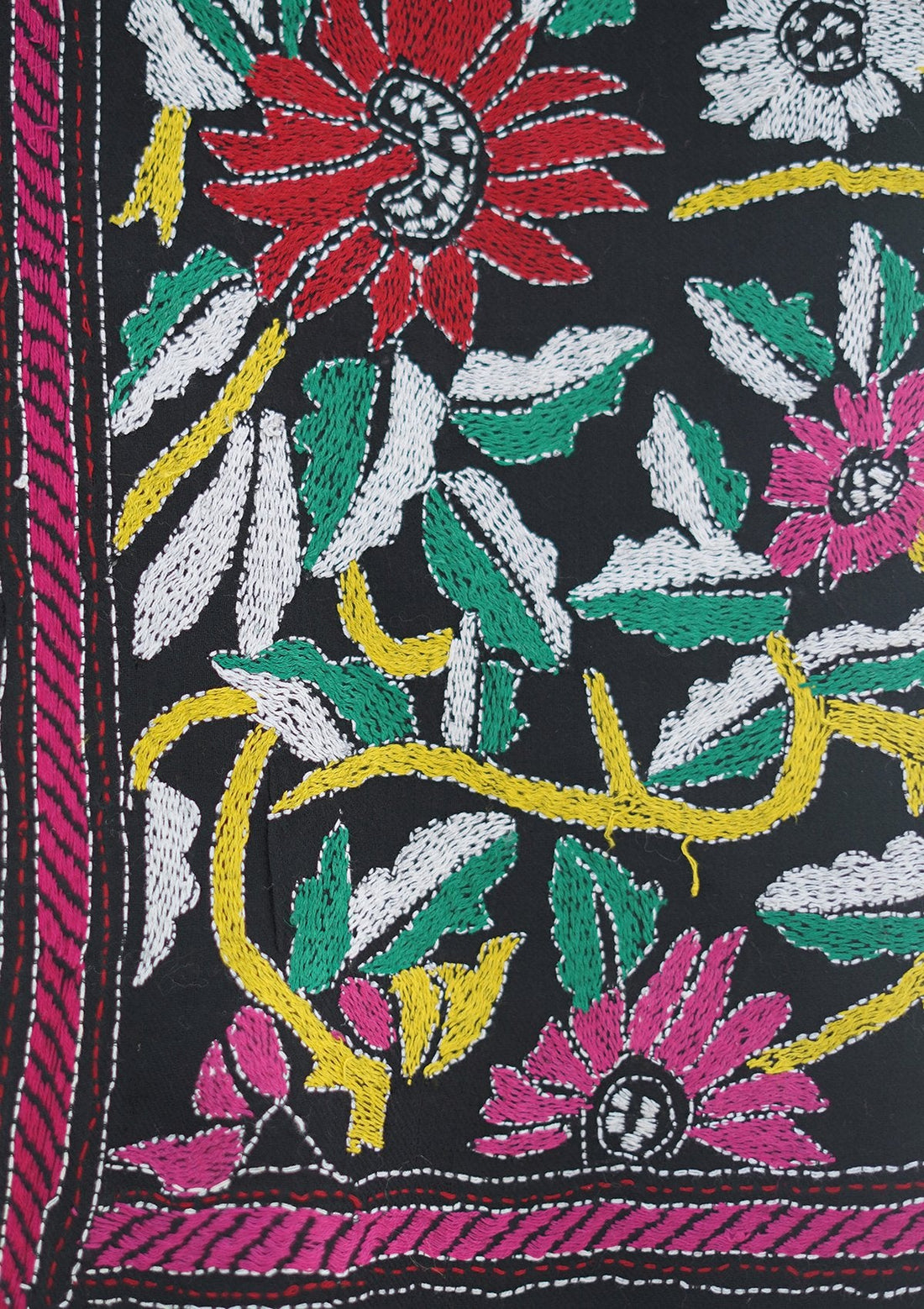Wool Needle Work Shawl D - 46S - BLACK
