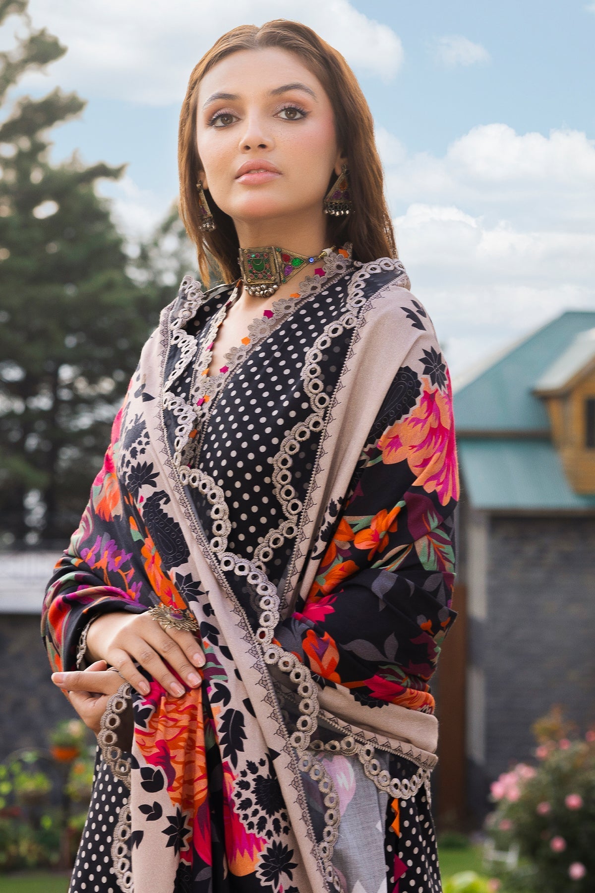 Charizma | Aniiq Embroidered Collection | STAPLE SHAWL ANW4-01 - Official Charizma stockist in UK - Sakeena London