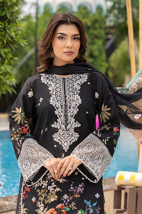 Saad Shaikh | Lawn 25 | Black - Zestel - Official Saad Shaikh stockist in UK - Sakeena London