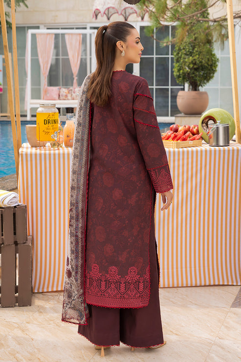 Saad Shaikh | Lawn 25 | Mehroon - Twilight Flora - Official Saad Shaikh stockist in UK - Sakeena London