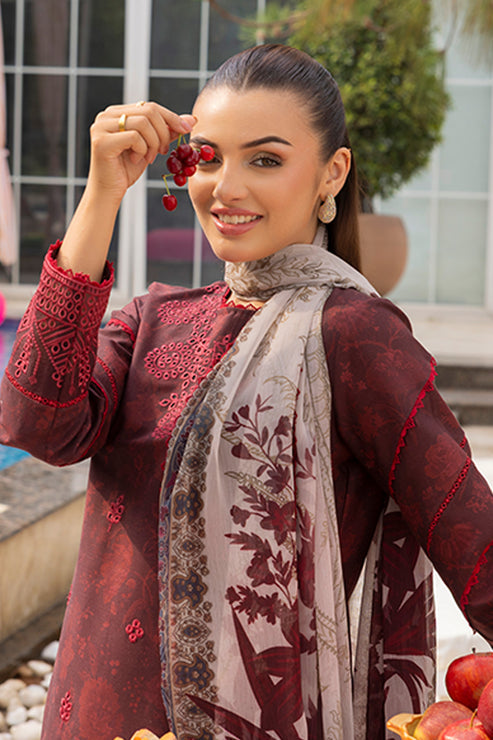 Saad Shaikh | Lawn 25 | Mehroon - Twilight Flora - Official Saad Shaikh stockist in UK - Sakeena London
